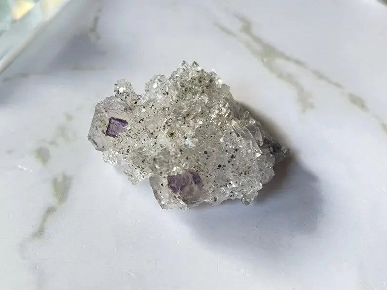 Porcelain Fluorite on Needle Quartz - Yaogangxian, China view 6